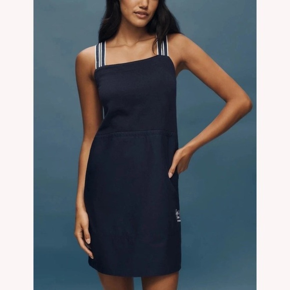 Daily Practice by Anthropologie Tennis Club Mini Dress Navy Blue Striped Straps